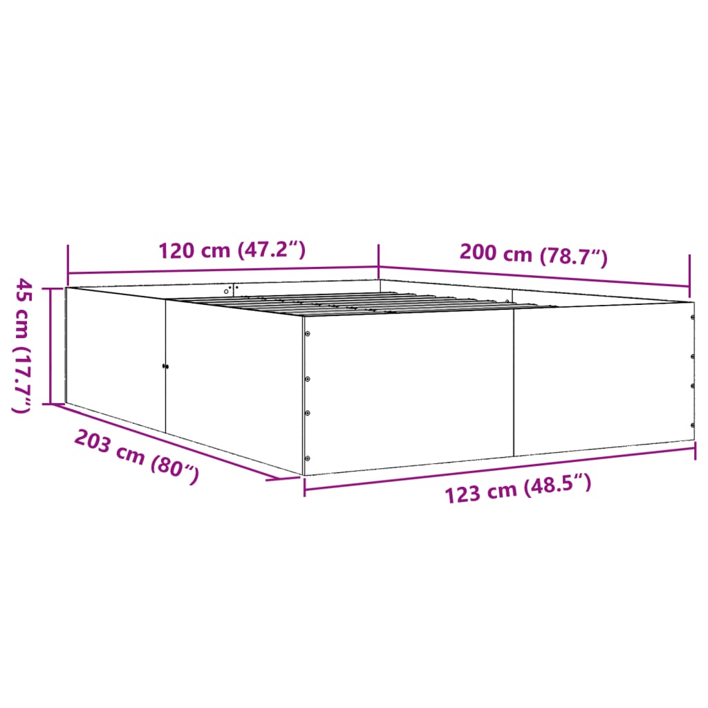 Bettgestell Weiß 120x200 cm Holzwerkstoff