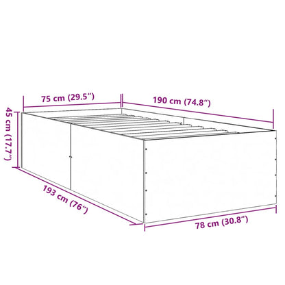 Bettgestell Räuchereiche 75x190 cm Holzwerkstoff