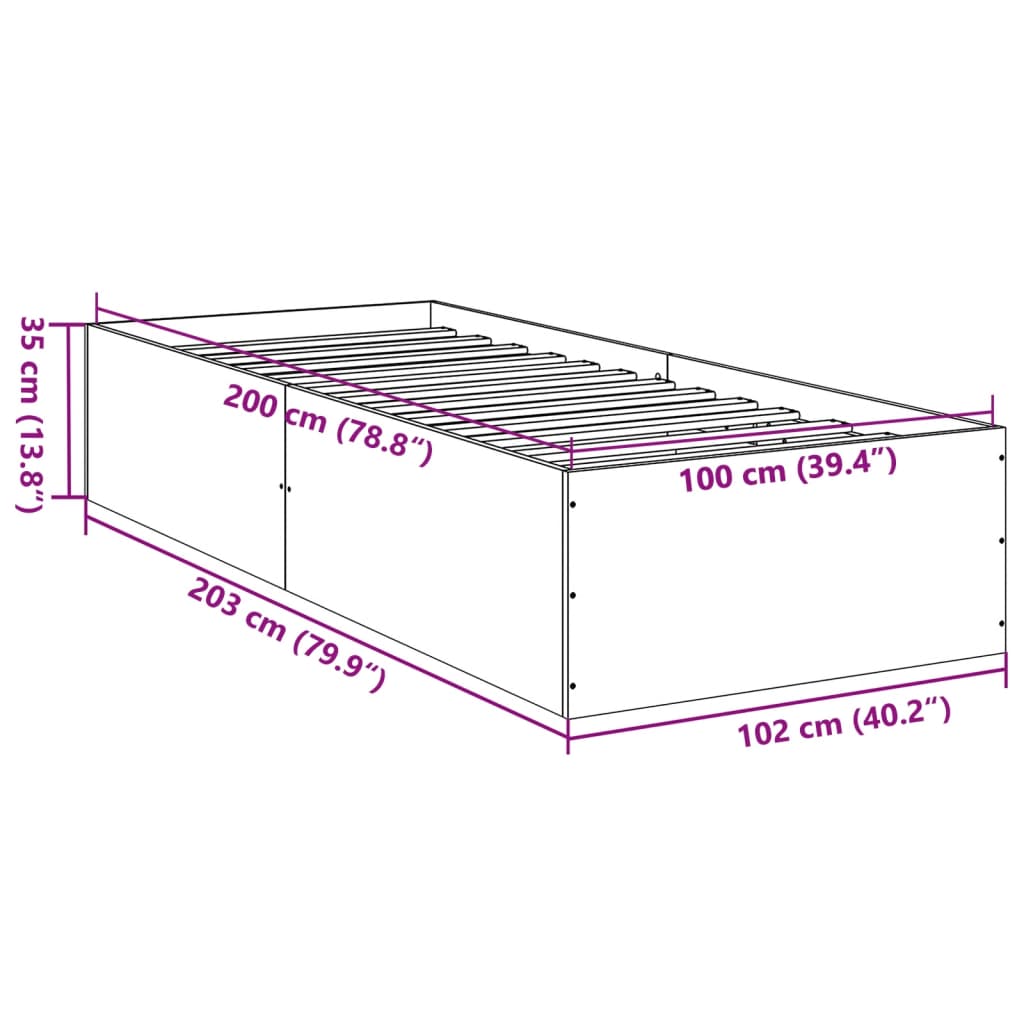 Bettgestell Schwarz 100x200 cm Holzwerkstoff