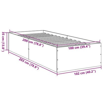 Bettgestell Grau Sonoma 100x200 cm Holzwerkstoff