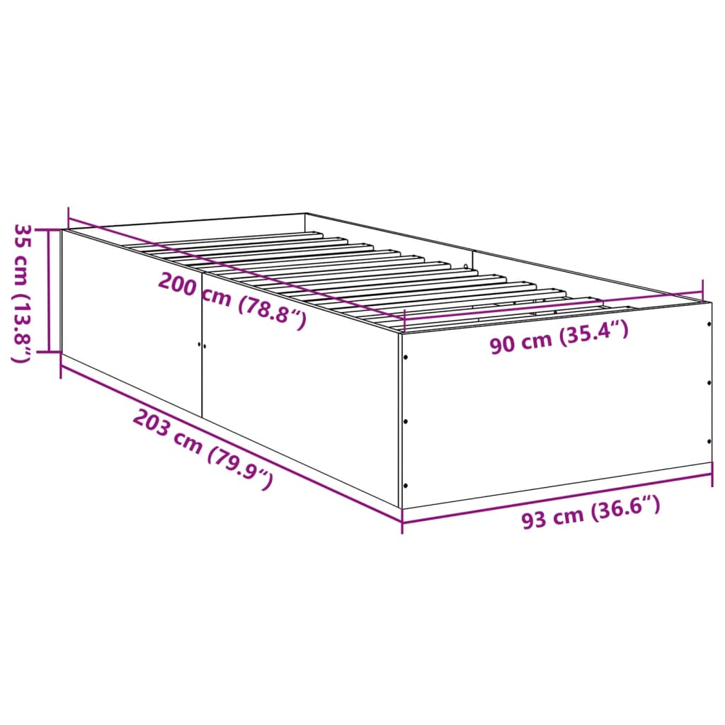 Bettgestell Weiß 90x200 cm Holzwerkstoff