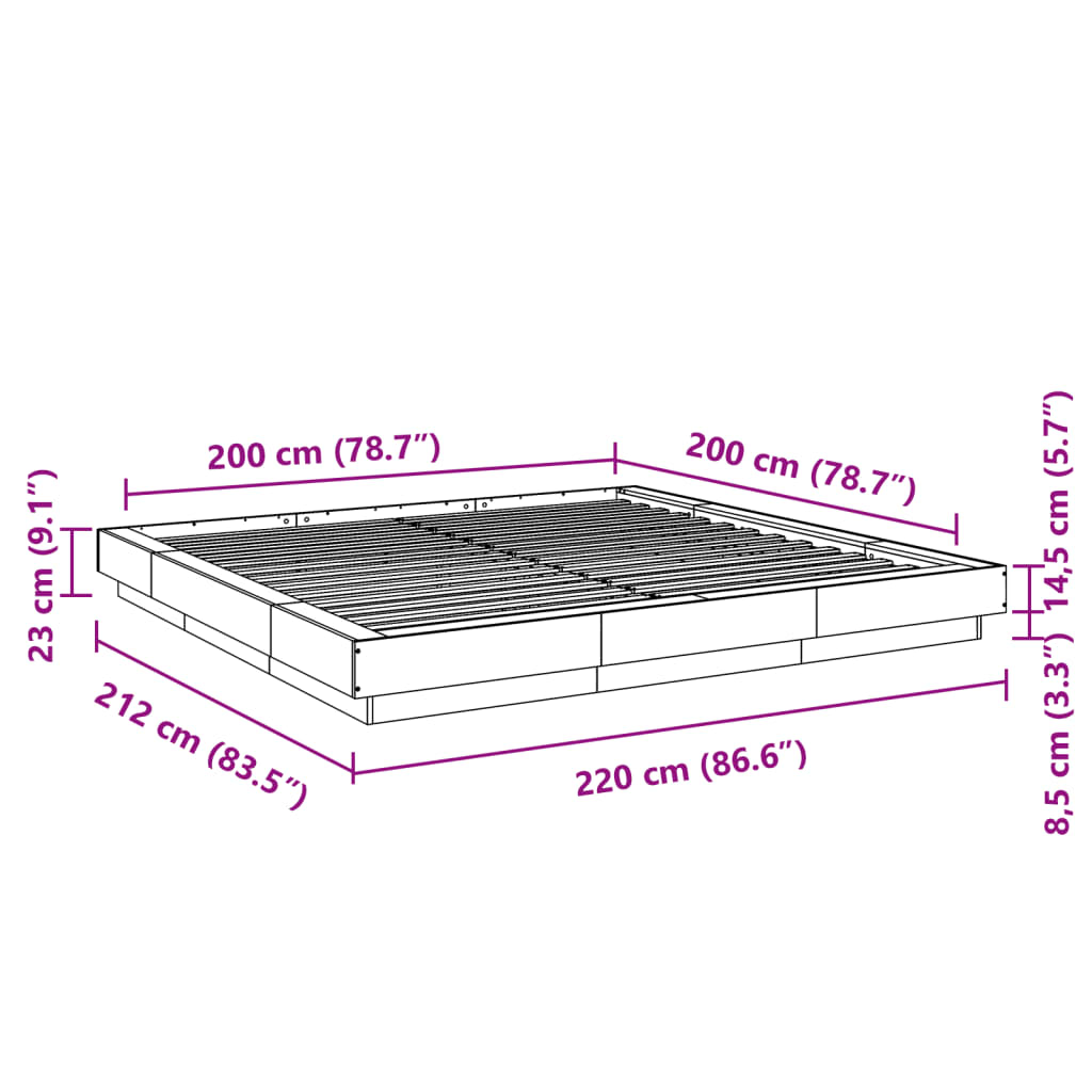 Bettgestell Schwarz 200x200 cm Holzwerkstoff