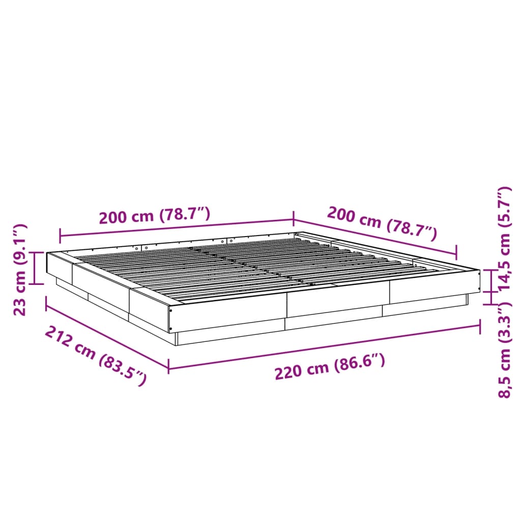 Bettgestell Braun Eichen-Optik 200x200 cm Holzwerkstoff