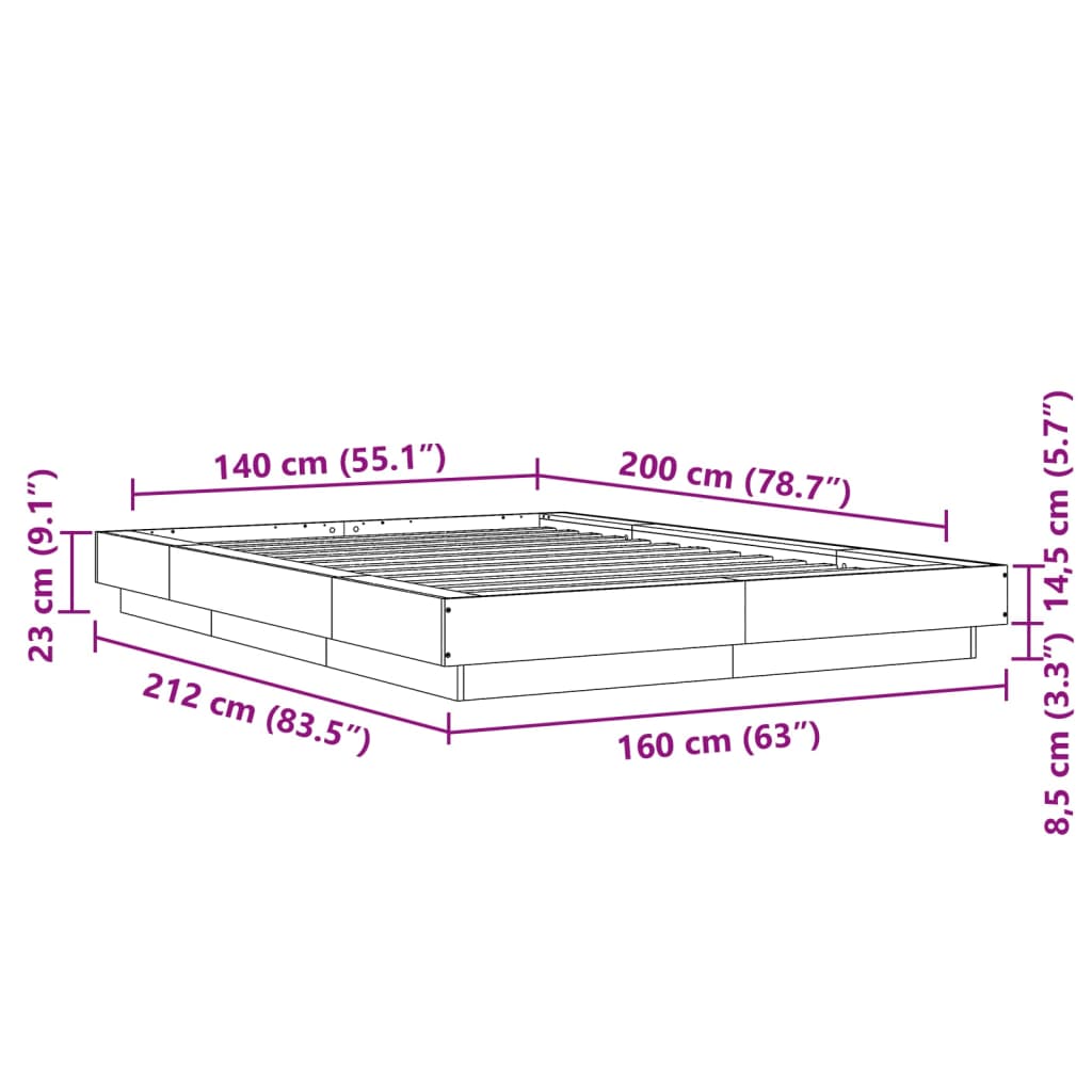 Bettgestell Schwarz 140x200 cm Holzwerkstoff