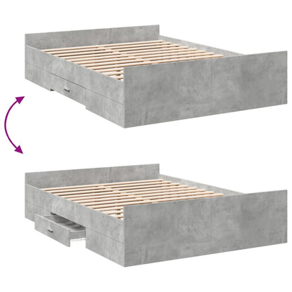 Bettgestell mit Schubladen Betongrau 140x190 cm Holzwerkstoff