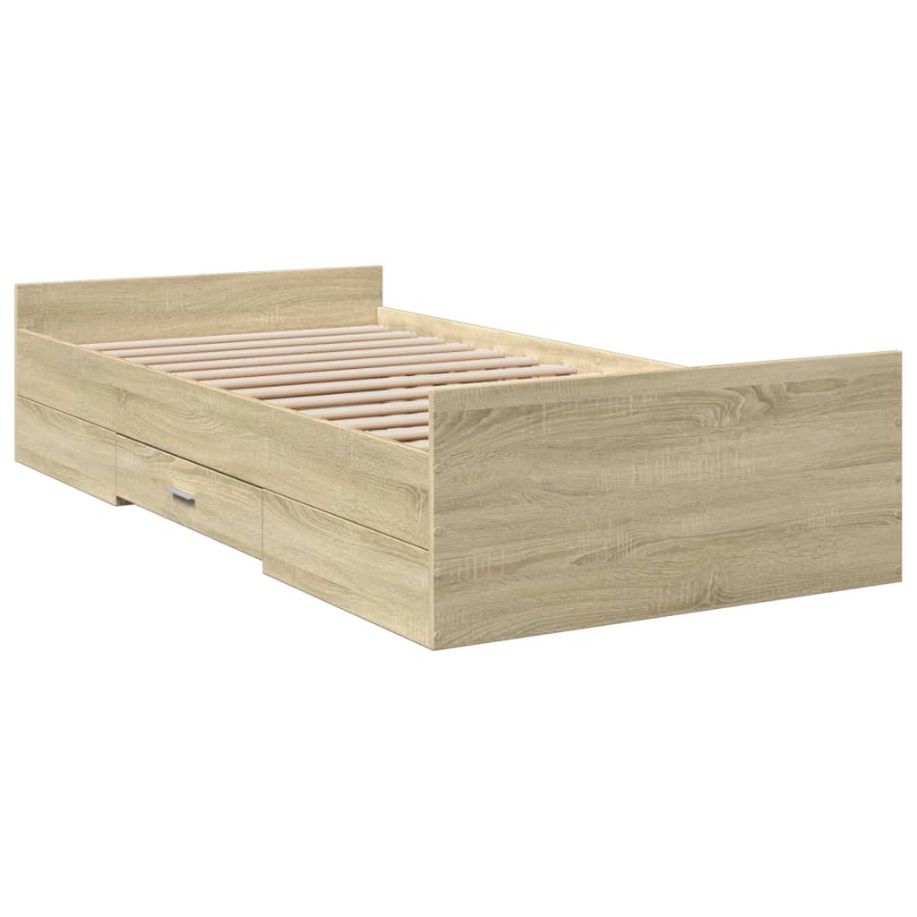 Bettgestell mit Schubladen Sonoma-Eiche 90x190 cm Holzwerkstoff