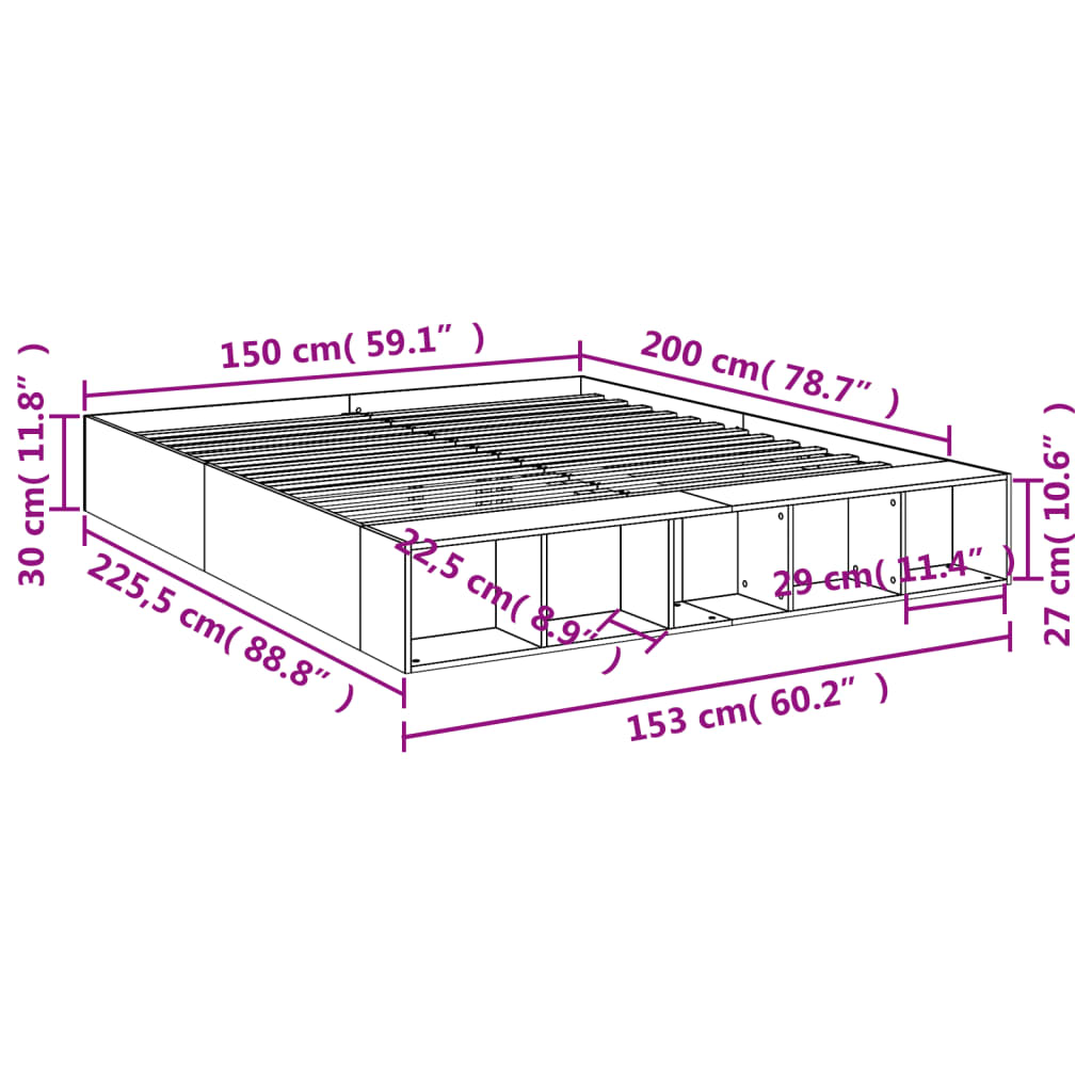 Bettgestell Weiß 150x200 cm Holzwerkstoff