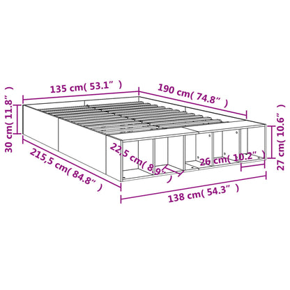 Bettgestell Sonoma-Eiche 135x190 cm Holzwerkstoff