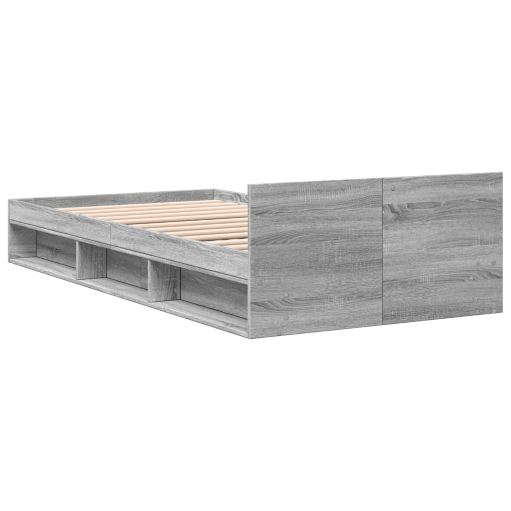 Bettgestell mit Schublade Grau Sonoma 100x200 cm Holzwerkstoff