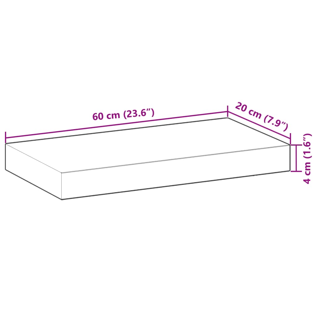 Schweberegale 2 Stk. 60x20x4 cm Massivholz Akazie Unbehandelt