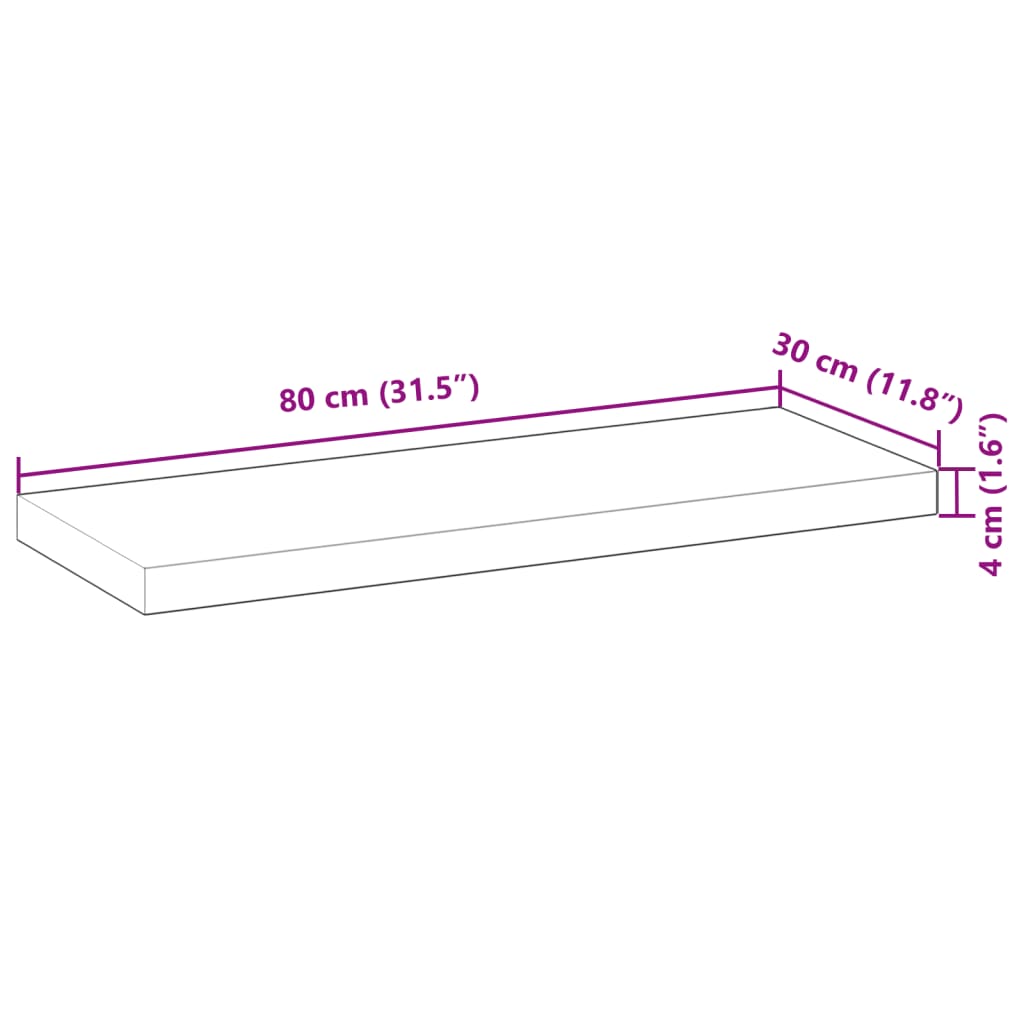 Schweberegale 2 Stk. 80x30x4 cm Massivholz Akazie Unbehandelt