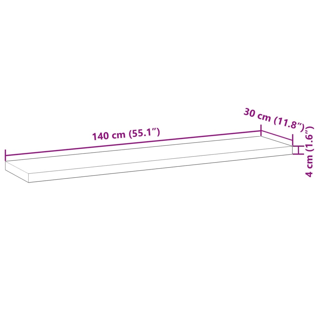 Schweberegale 3 Stk. 140x30x4 cm Massivholz Akazie Unbehandelt