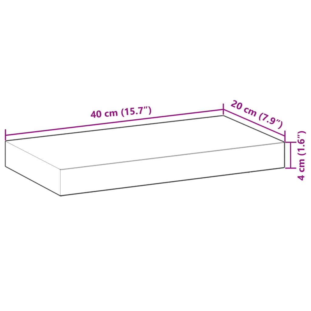 Schweberegale 2 Stk. 40x20x4 cm Massivholz Akazie Ölbehandelt