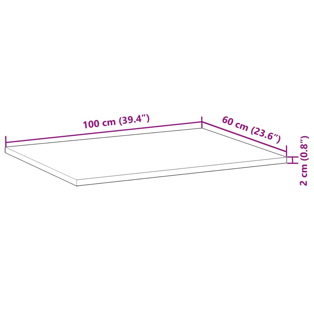 Waschtischplatte Ölbeschichtung 100x60x2 cm Massivholz Akazie