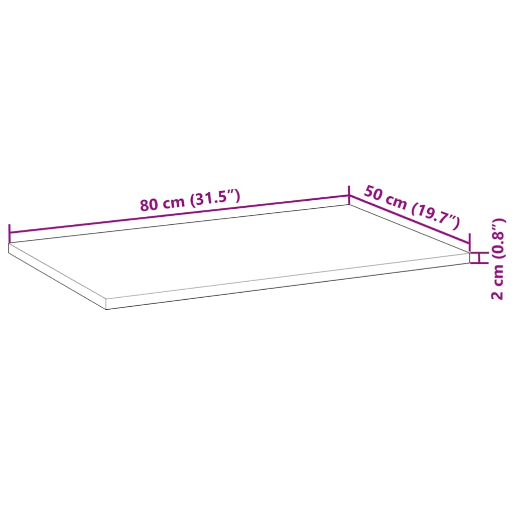 Schreibtischplatte Unbehandelt 80x50x2 cm Massivholz Akazie