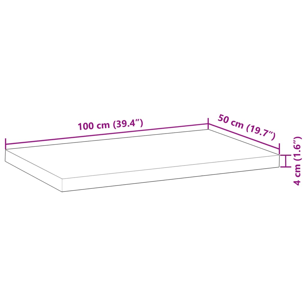 Schreibtischplatte Unbehandelt 100x50x4 cm Massivholz Akazie