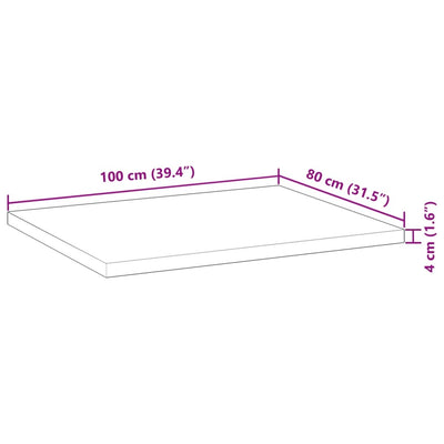 Schreibtischplatte Unbehandelt 100x80x4 cm Massivholz Akazie