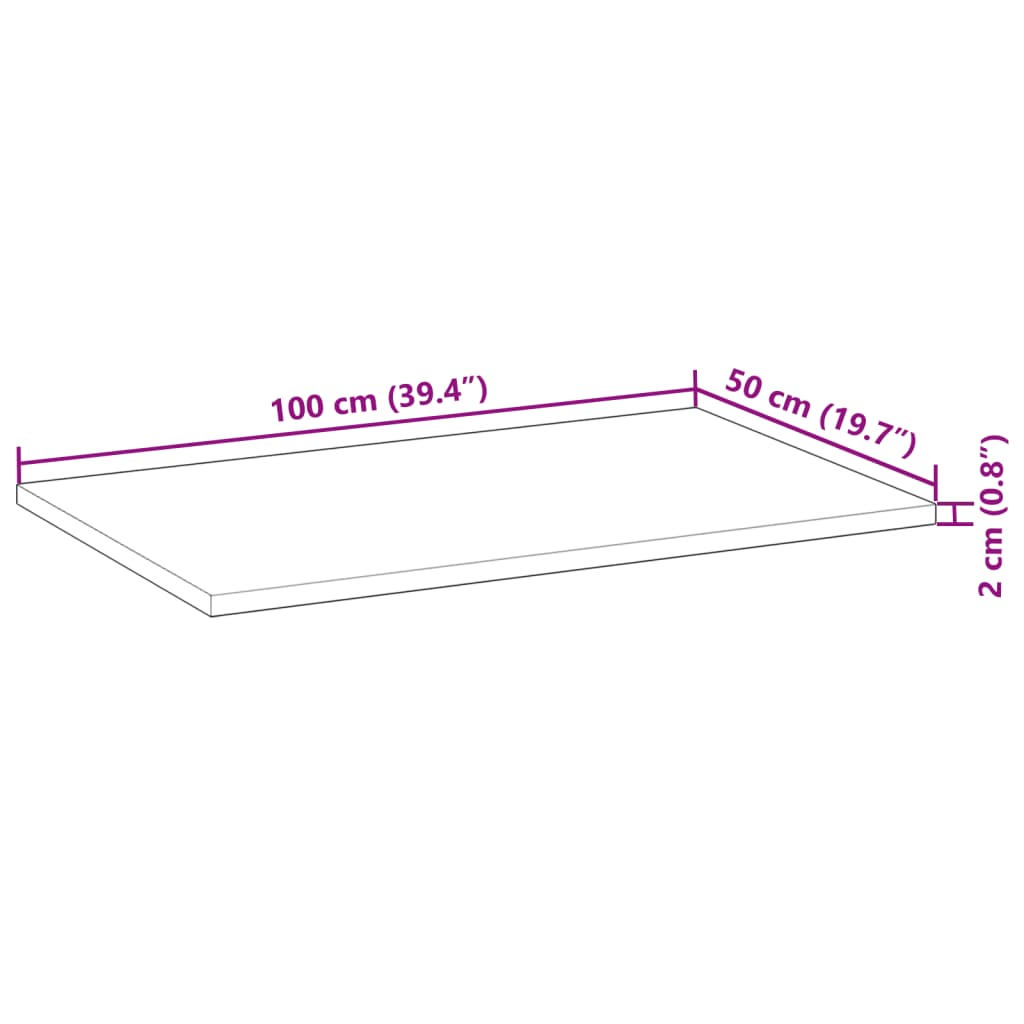 Schreibtischplatte Ölbeschichtung 100x50x2 cm Massivholz Akazie