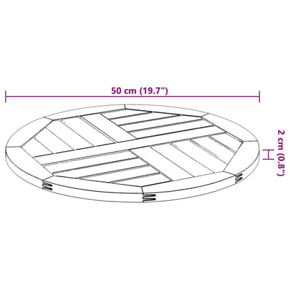 Tischplatte Ø50x2 cm Rund Massivholz Akazie