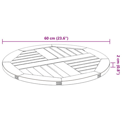 Tischplatte Ø60x2 cm Rund Massivholz Akazie