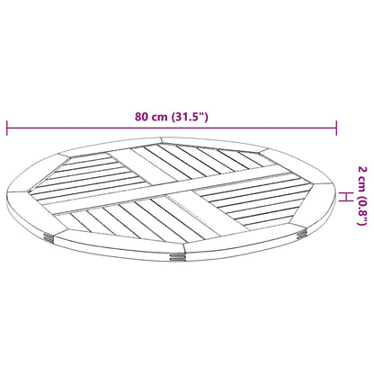 Tischplatte Ø80x2,2 cm Rund Massivholz Akazie