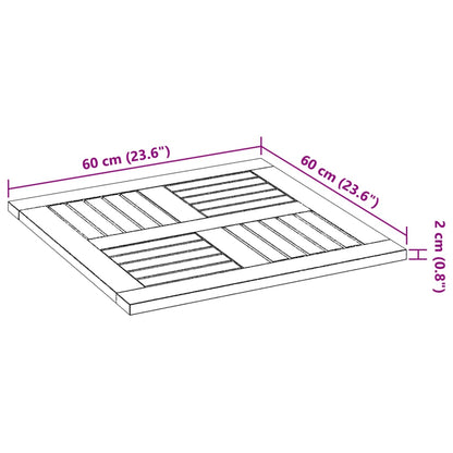 Tischplatte 60x60x2 cm Quadratisch Massivholz Akazie