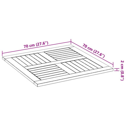 Tischplatte 70x70x2 cm Quadratisch Massivholz Akazie