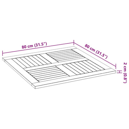 Tischplatte 80x80x2,2 cm Quadratisch Massivholz Akazie