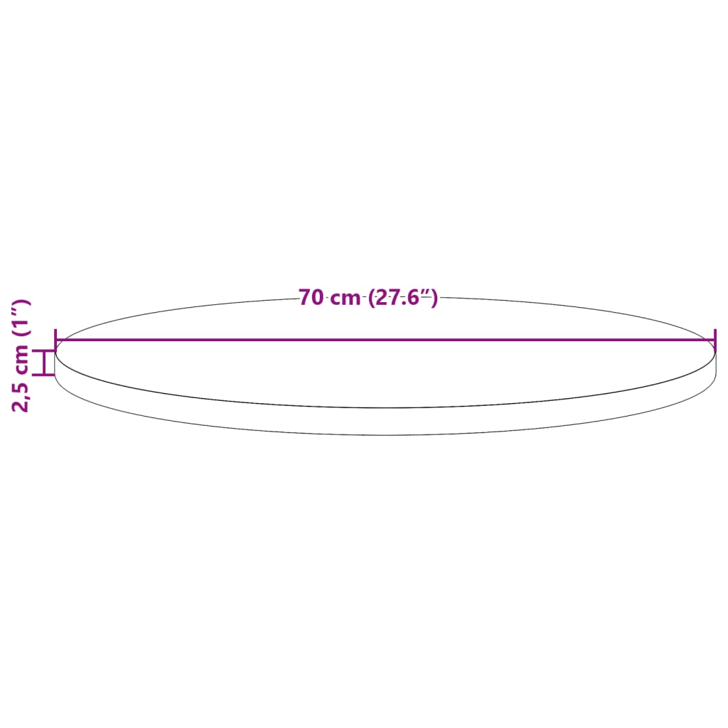 Tischplatte Rund Wachsbraun Ø70x2,5 cm Massivholz Kiefer