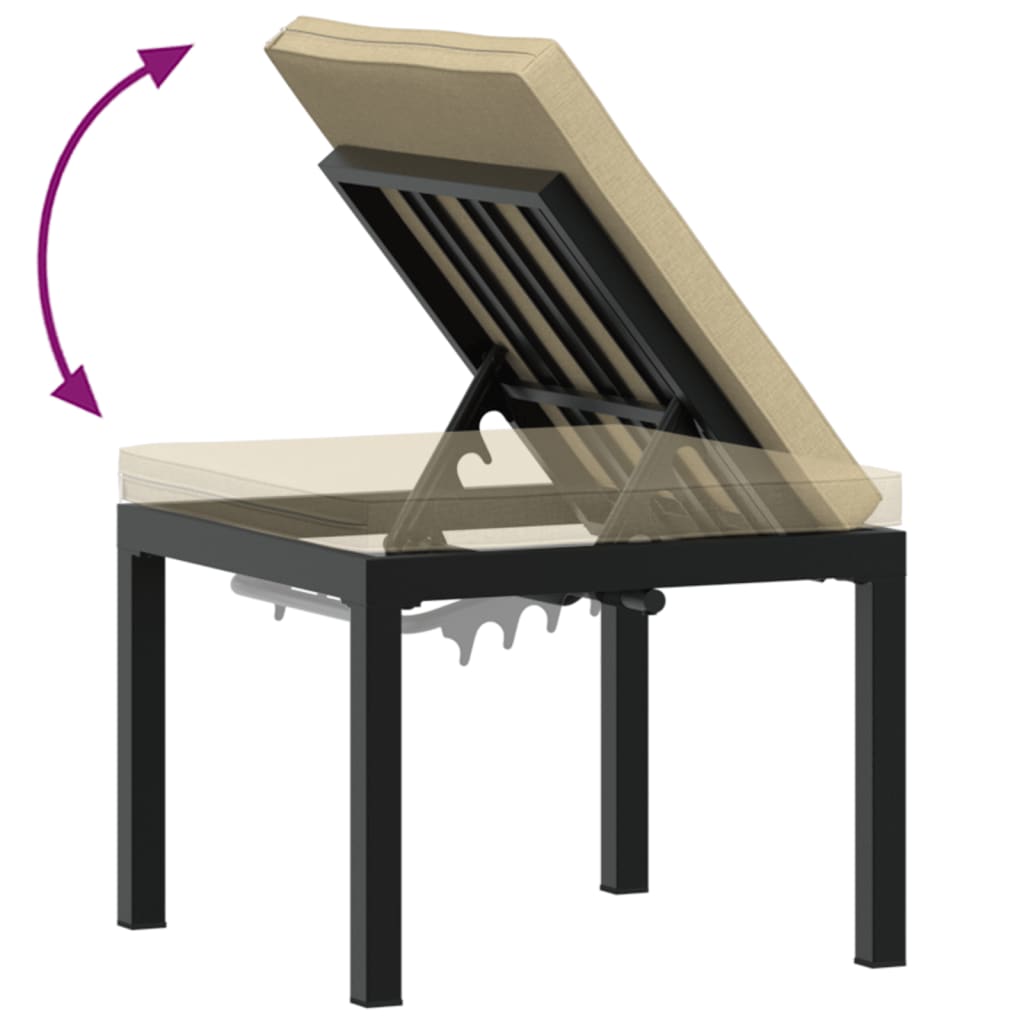 Gartenhocker mit Kissen Schwarz Pulverbeschichteter Stahl