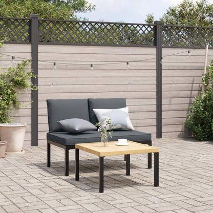 Gartenbank mit Kissen Schwarz Aluminium