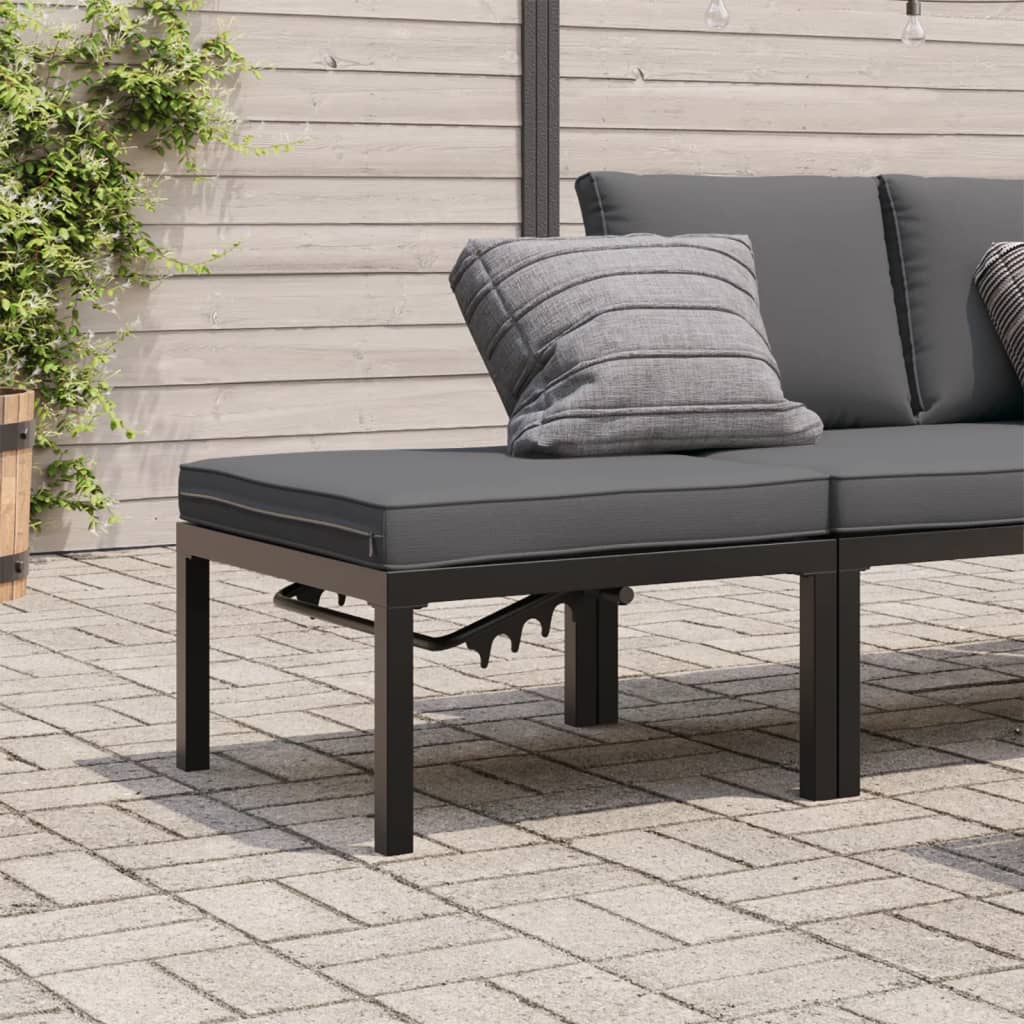 Gartenhocker mit Kissen Schwarz Aluminium