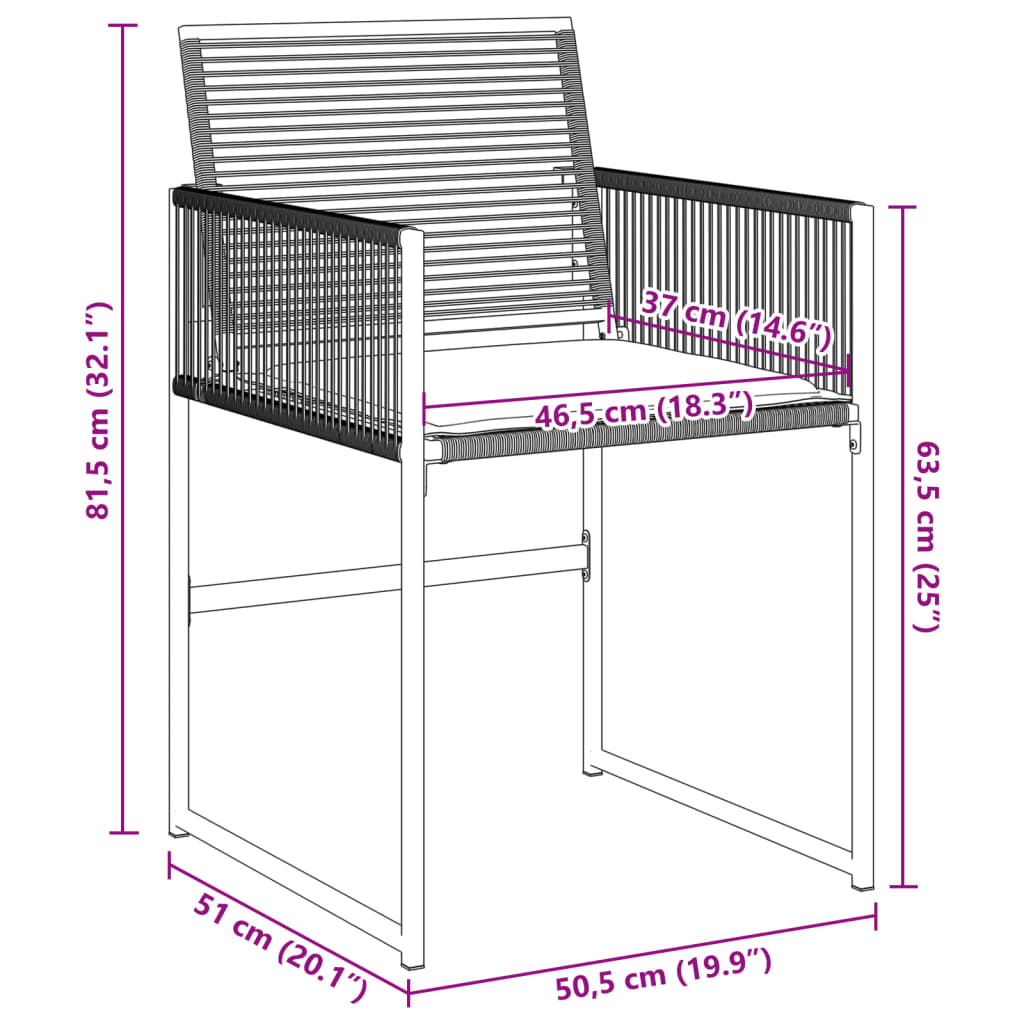 Gartenstühle mit Kissen 4 Stk. Schwarz Poly Rattan