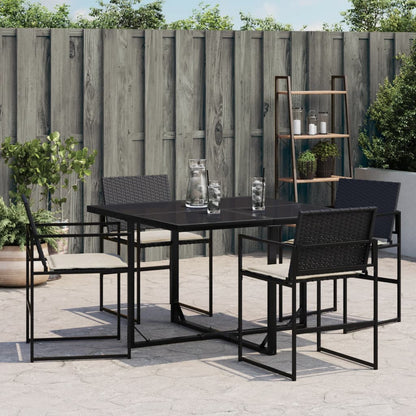 Gartenstühle mit Kissen 4 Stk. Schwarz Poly Rattan