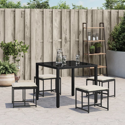 Gartenhocker mit Kissen 4 Stk. Schwarz Poly Rattan