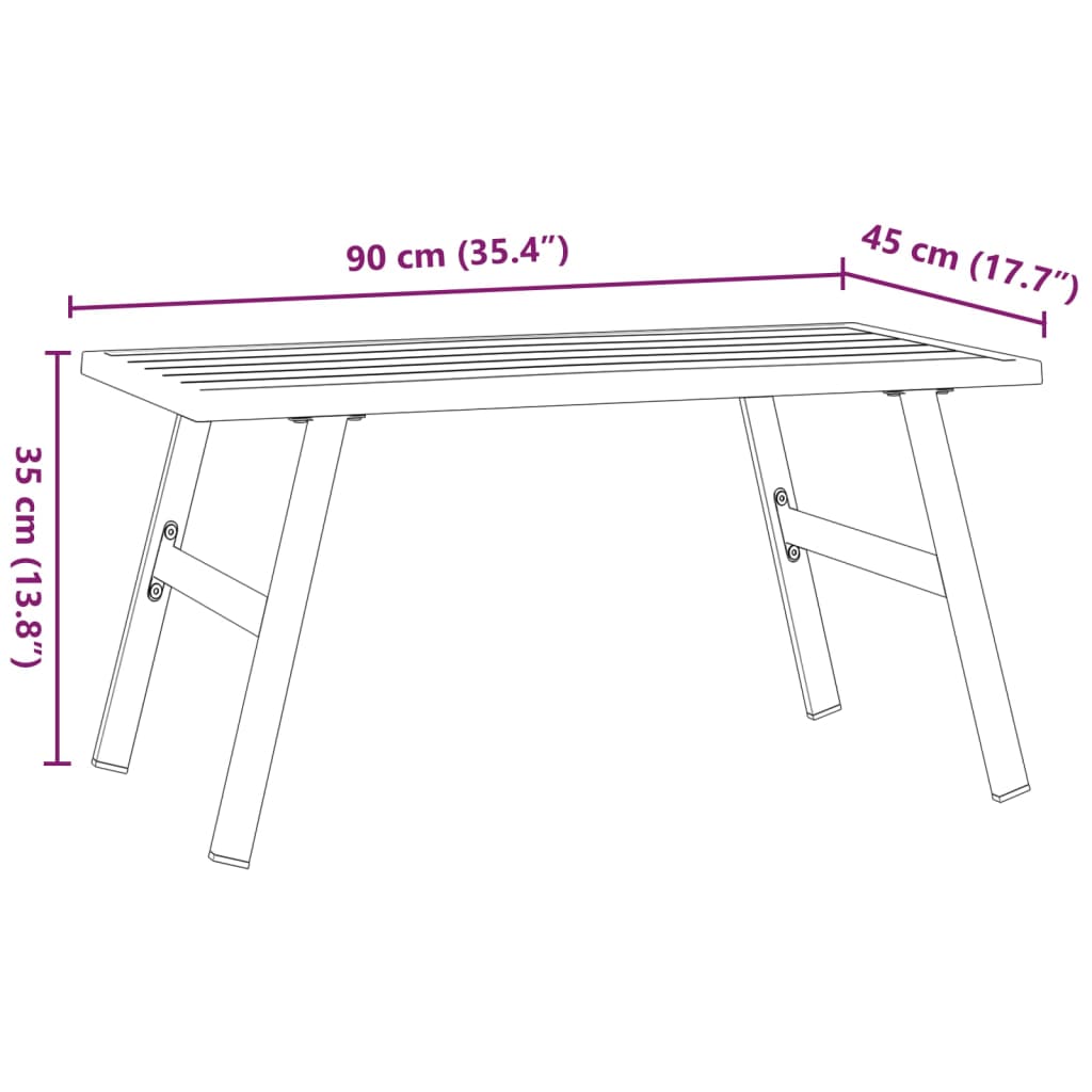 Garten-Couchtisch Schwarz 90x45x35 cm Pulverbeschichteter Stahl