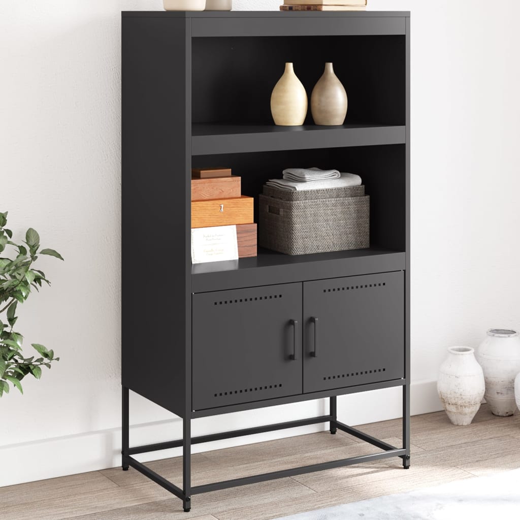 Highboard Schwarz 68,5x38,5x123,5 cm Stahl