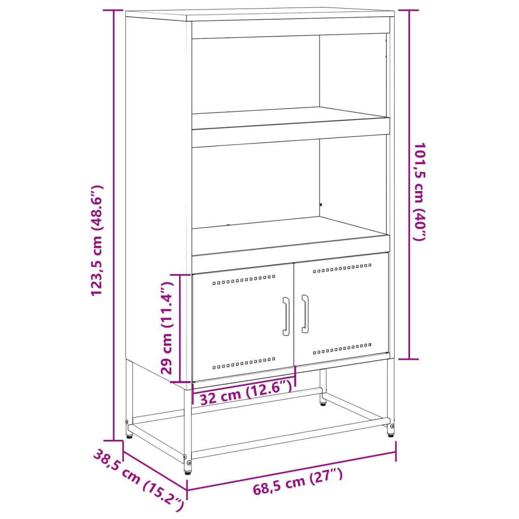 Highboard Weiß 68,5x38,5x107 cm Stahl