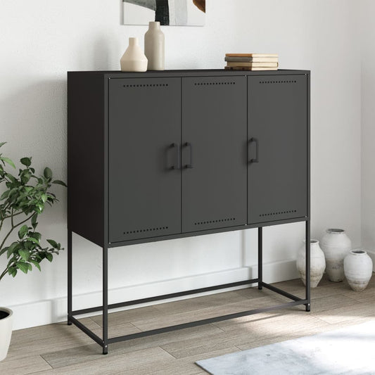 Highboard Schwarz 100,5x39x107 cm Stahl