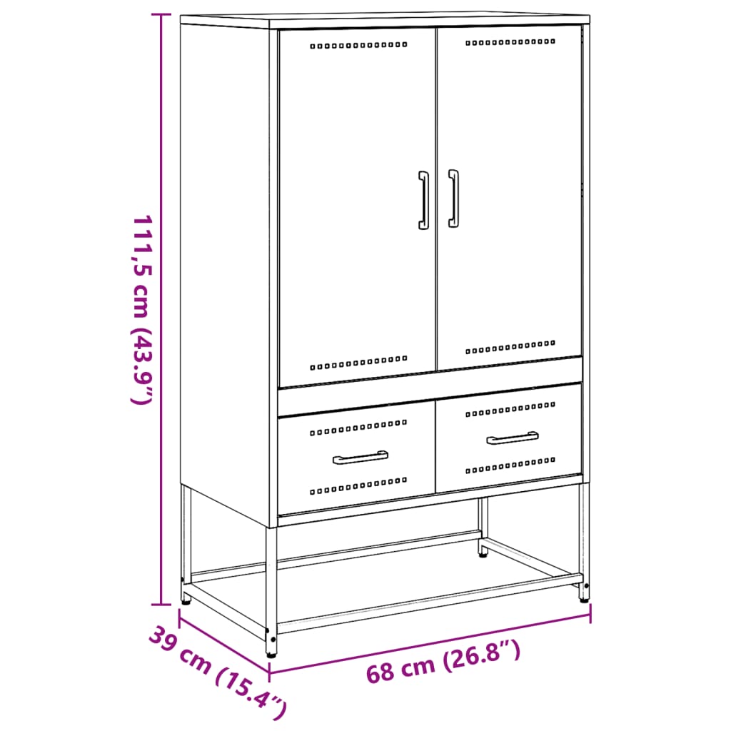 Highboard Schwarz 68x39x111,5 cm Stahl