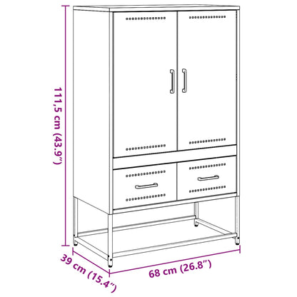 Highboard Schwarz 68x39x111,5 cm Stahl