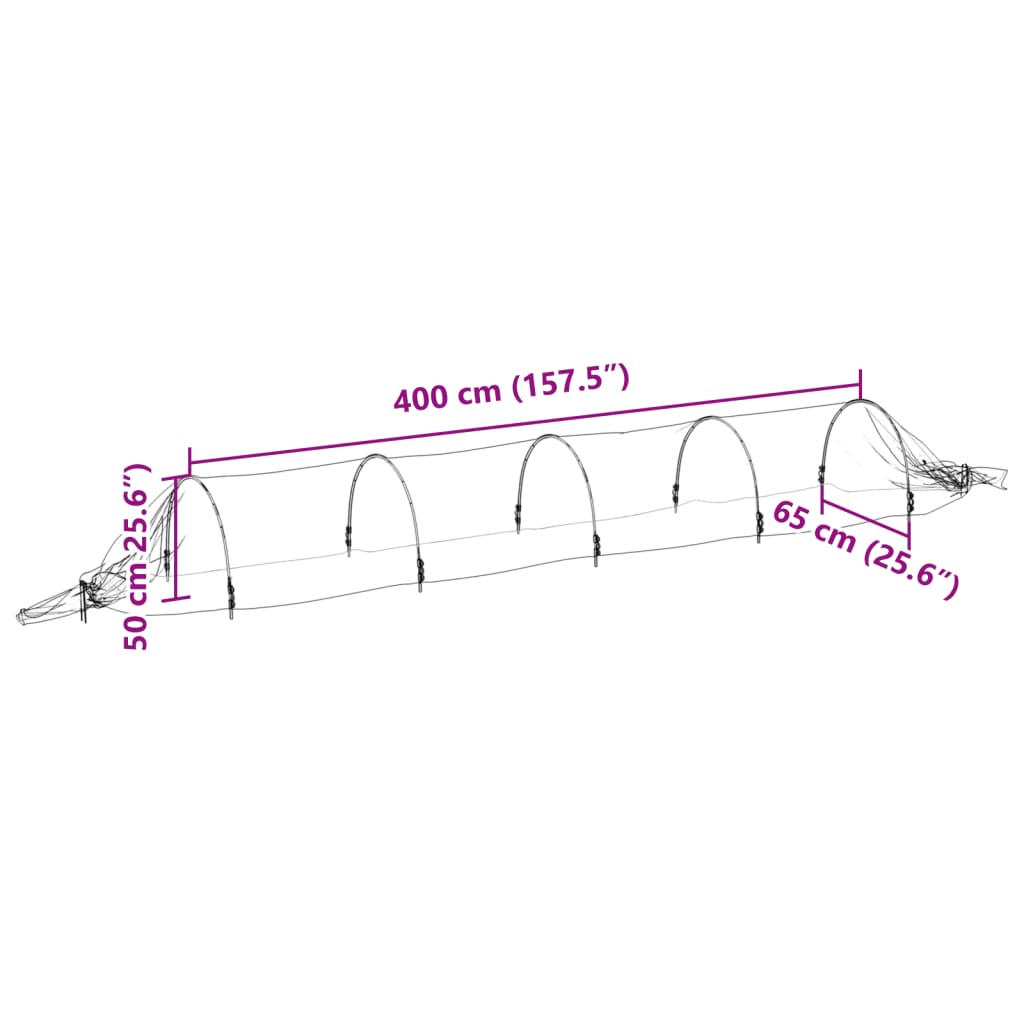 Netztunnel 1,5x5 m Fiberglas und PP