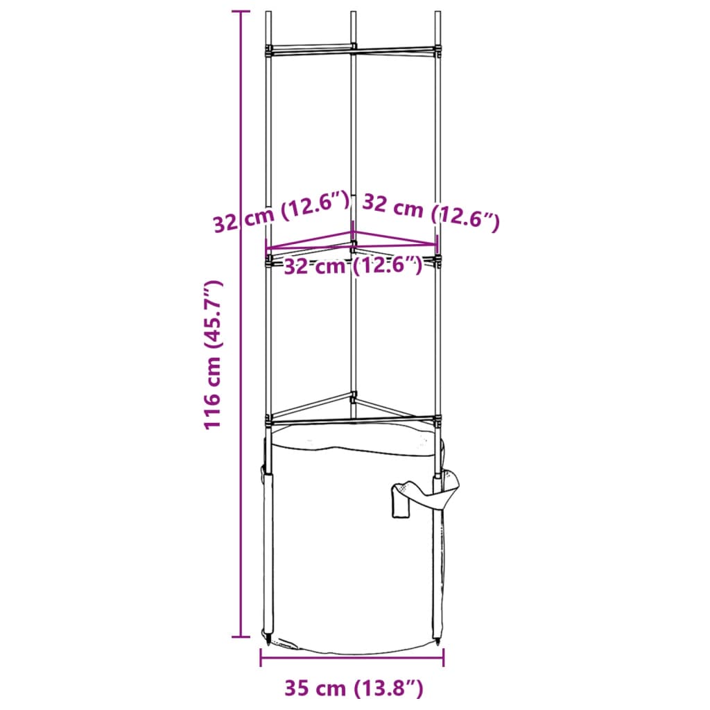 Tomatenkäfig mit Pflanzsack 2 Stk. 116 cm Stahl und PP