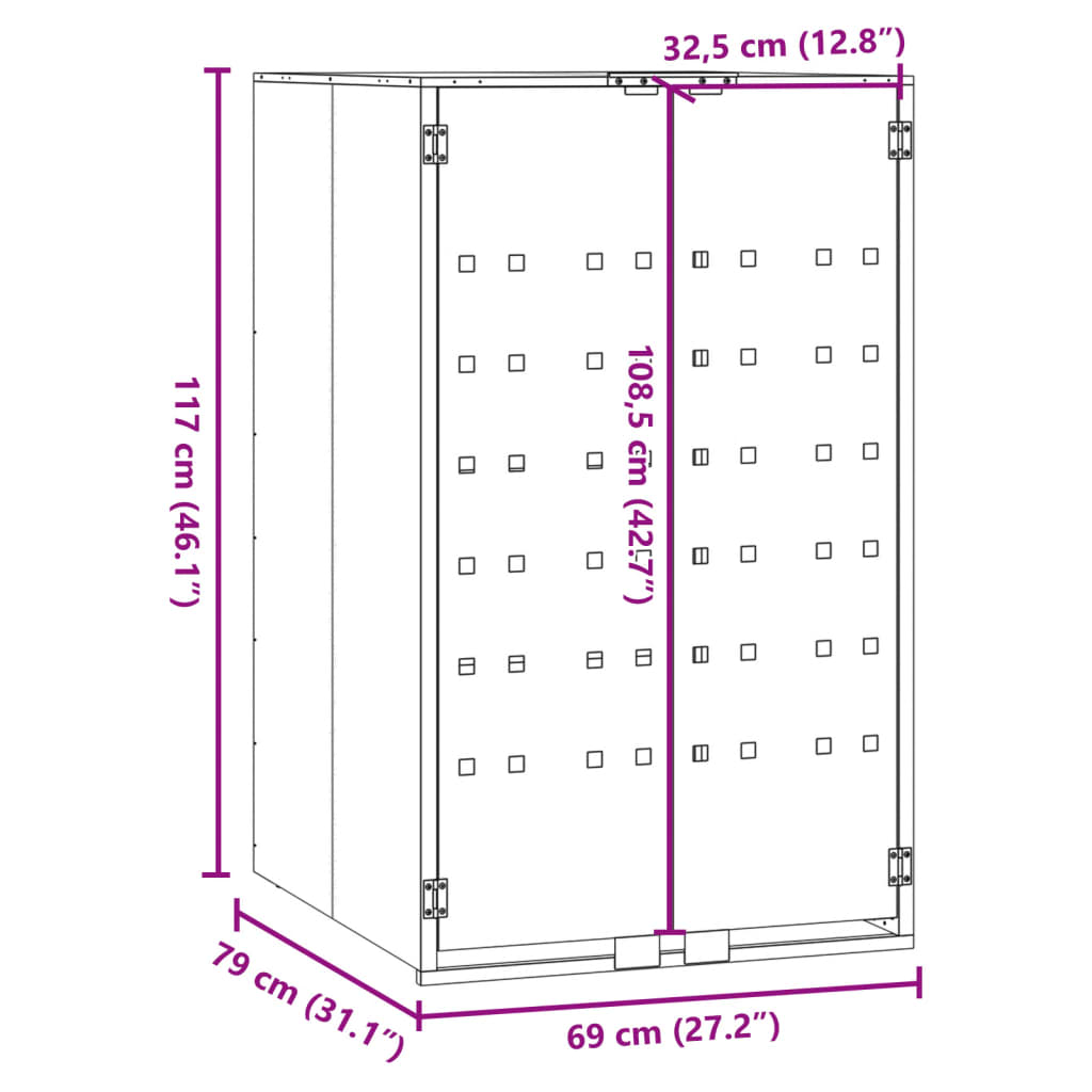 Mülltonnenbox für 1 Tonne Anthrazit 69x79x117 cm Stahl