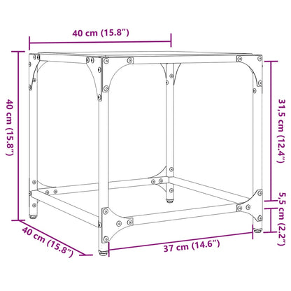 Couchtisch mit Glasplatte Schwarz Transparent 40x40x40 cm Stahl