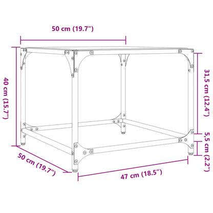 Couchtisch mit Glasplatte Transparent 50x50x40 cm Stahl