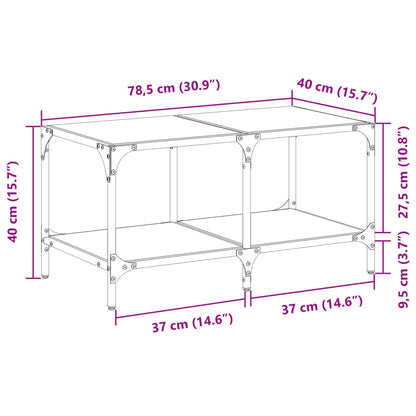 Couchtisch mit Glasplatte Transparent 78,5x40x40 cm Stahl