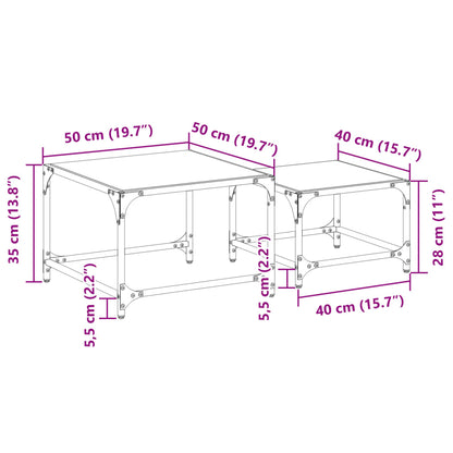 Satztische 2 Stk. mit Glasplatte Transparent Stahl