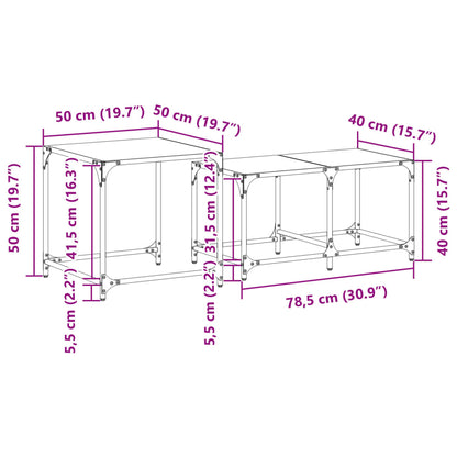 Satztische 2 Stk. mit Glasplatte Transparent Stahl