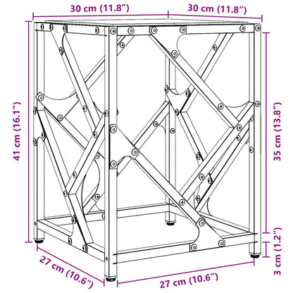 Couchtisch mit Glasplatte Transparent 30x30x41 cm Stahl